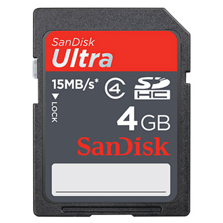 SanDisk 4 GB Ultra II Secure Digital High Capacity, SDHC, Memory Card with Reader, 15MB/Sec Read/Write Speed image