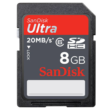 SanDisk 8 GB Ultra II Secure Digital High Capacity, SDHC, Memory Card, 15MB/Sec Read/Write Speed image