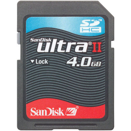 SanDisk 4 GB, 60x Speed Ultra II Secure Digital High Capacity (SDHC) Memory Card, with Card Reader image