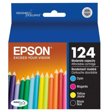 Epson T124120-BCS 125 Combo-Pack Moderate Capacity Ink Cartridges (Cyan, Magenta, Black, Yellow)