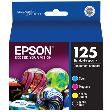 Epson T125120-BCS 125 Combo-Pack Standard Capacity Ink Cartridges (Cyan, Magenta, Black, Yellow)