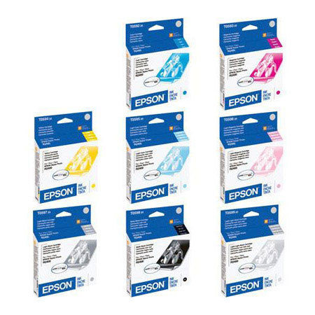 Epson 8 Color Ink Set with Matte Black for the Stylus R2400 Inkjet Printer. image