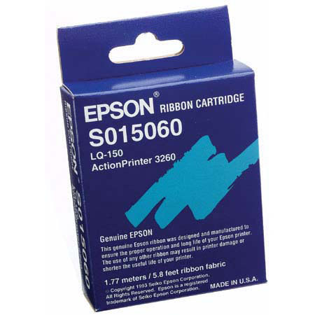 Epson S015060 Black Printer Ribbon, AP3260 Fabric, 2M Yield for ActionPrinter-3260 Dot Matrix Printer