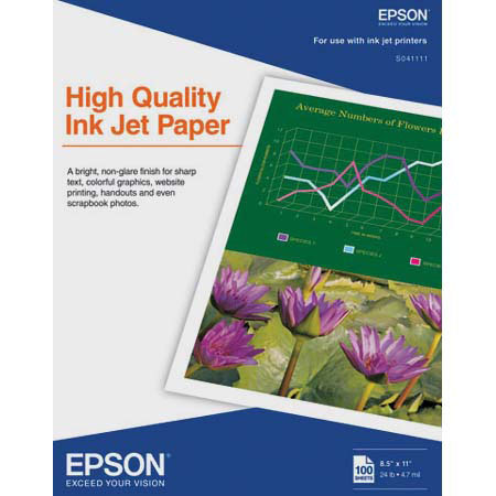 Epson High Quality Smooth Matte Inkjet Paper, 4.7 mil., 8.5" x 11", 100 Sheets image