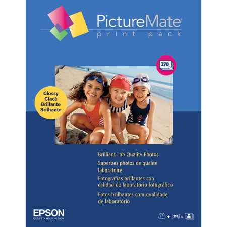 Epson Print Pack for the PictureMate Printer, Paper &amp; Ink for 270 4" x 6" Glossy Prints. image