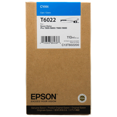 Epson UltraChrome 110 ml. K3 Cyan Pigment Based Ink for the Stylus Pro 7880 &amp; 9880 Inkjet Printers image