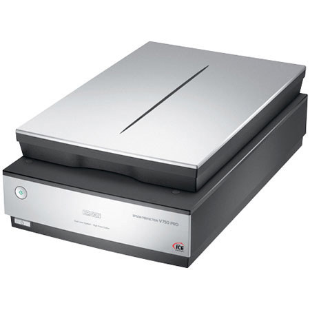 Epson Perfection V750-M Pro Photo Flatbed Scanner, 4800 x 9600 dpi, 48 bit, built-in 8" x 10" Transparency Unit, USB 2.0 &amp; FireWire image