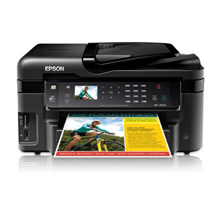 Epson WorkForce WF-3520 All-in-One Inkjet Printer, 5760x1440 Optimized dpi Resolution, 15 ISO ppm Black / 9.3 ISO ppm Color Print Speed, USB 2.0 Interface