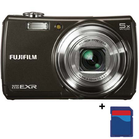 Fujifilm FinePix F200EXR Digital Camera, 12.0 Megapixel, 5x Optical Zoom, 4.4x Digital Zoom, 3.0 TFT LCD Display with 8GB FujiFilm SDHC card and 2 Year Extended warranty - image