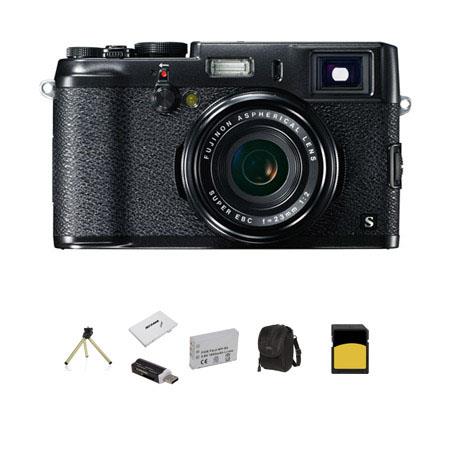 Fujifilm X100S Digital Black/Black Camera, 16.3 Megapixel - Bundle - with Multi-Card Reader, 32GB Class 10 Memory Card, Case , Spare Battery, Memory Card Holder, Mini Tabletop Tripod