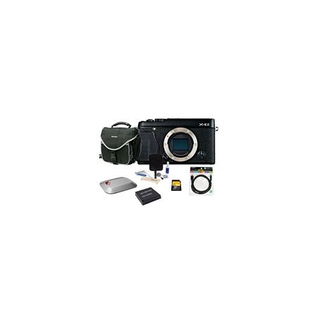 Fujifilm X-E2 Mirrorless Digital Camera Body Black - Bundle With Spare NP-W126 Battery, 32GB Class 10 SDHC Card, Slinger camera Bag, Cleaning Kit, Mini HDMI Cable 6-FT, Sandisk 16GB Memory Vault