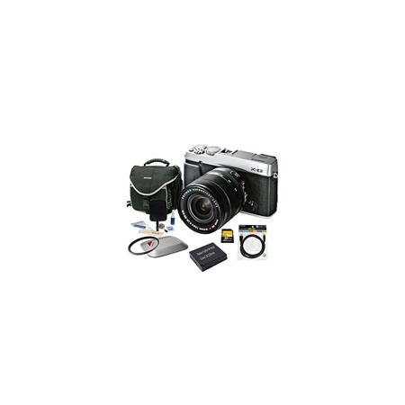 Fujifilm X-E2 Mirrorless Digital Camera Kit with XF 18-55mm F2.8-4 R LM OIS Lens Silver - Bundle With Spare NP-W126 Battery, 32GB Class 10 SDHC Card, Slinger camera Bag, Cleaning Kit, Mini HDMI Cable 6-FT, 58mm UV Filter, Sandisk 16GB Memory Vault