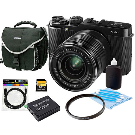 Fujifilm X-M1 Mirrorless Digital Camera Body with XC 16-50mm F3.5-5.6 OIS Lens - Black - Bundle With Slinger Camera Bag, 32GB Class 10 SDHC Card, Spare NP-W126 Battery, Cleaning Kit, 6 Foot HDMI Cable, 58MM UV Filter