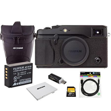Fujifilm X-PRO1 Mirroless Digital Camera Body - Bundle -with Spare NP-W126 Battery, 32GB SD Memory Card, USB 2.0 SD Reader, Memory Card Holder, 6' HMDI Cable, Adorama Slinger Bag