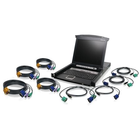 Iogear 8-Port 17" LCD Combo KVM Switch with 4 USB and PS/2 Console Port