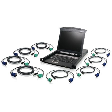 Iogear 8-Port 17" LCD Combo KVM Switch with 8 USB KVM and 1 PS/2 Cables