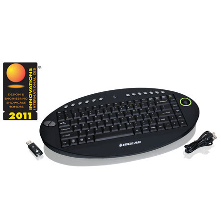 Iogear 2.4GHz Wireless On-Lap Keyboard with Optical Trackball and Scroll Wheel