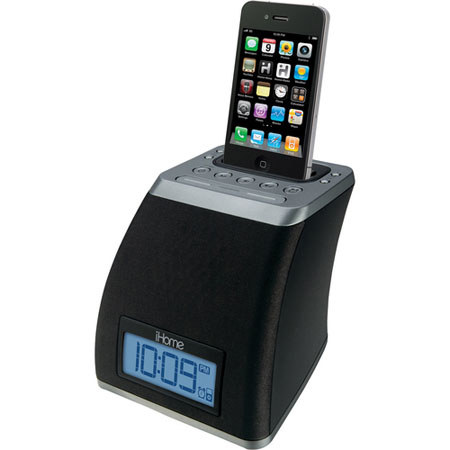 iHome IP21G Spacesaver App-Friendly Alarm Clock for iPhone and iPod, Gunmetal