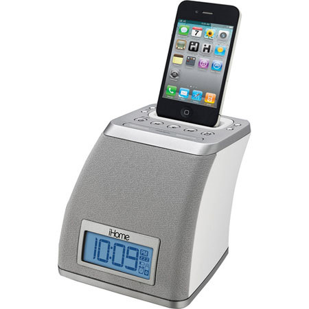 iHome IP21W Spacesaver App-Friendly Alarm Clock for iPhone and iPod, White