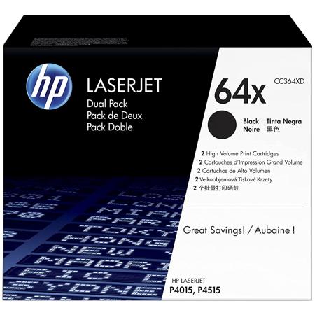 HP Dual-Pack of CC364X High Yield LaserJet Black Print Cartridges for LaserJet P4015 Printer Series (Yield: Appx. 24,000 Copies each)