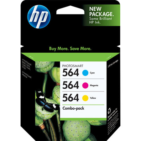 Hewlett Packard - HP 564 Combo Pack Cyan / Magenta / Yellow Photosmart Ink Cartridges (CD994FN) image