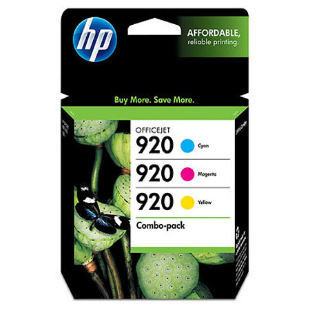 Hewlett Packard - HP 920 Retail Combo Pack with Cyan, Magenta &amp; Yellow Inks image