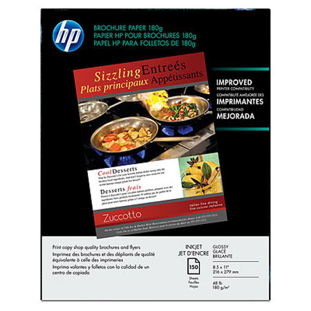 HP Brochure and Flyer Paper, Glossy 2-Sided Value Pack: 8.5x11", (Letter) 150 Sheets, 180 g/m2