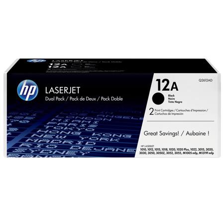 Hewlett Packard - HP Q2612AD Black Print Cartridge Dual Pack for Select HP Laserjet Printers (Yield: Appx 2,000 Copies) image