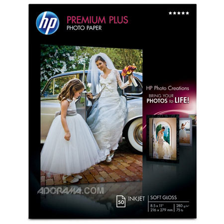 Hewlett Packard - HP Premium Plus Soft Gloss Photo Inkjet Paper, 11.5 mil., 8.5" x 11", 50 Sheets image