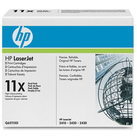 Hewlett Packard - HP Q6511XD LaserJet 11X Print Cartridge Dual Pack with Smart Printing Technology, 2 x 12,000 Page Yield image