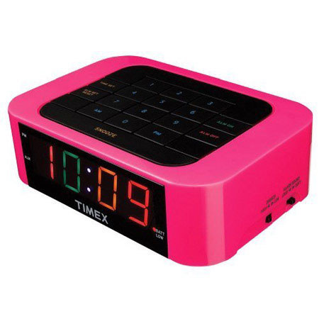 Timex T123L Simple Set Direct Entry Alarm Clock with LED Display, Pink