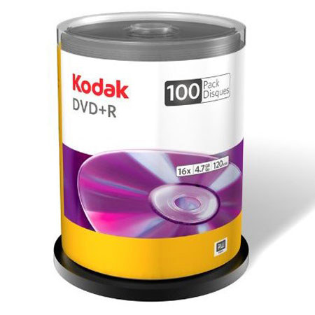 Kodak DVD+R 4.7GB/120 Minutes 16X Write-Once, Spindle 100-Pack
