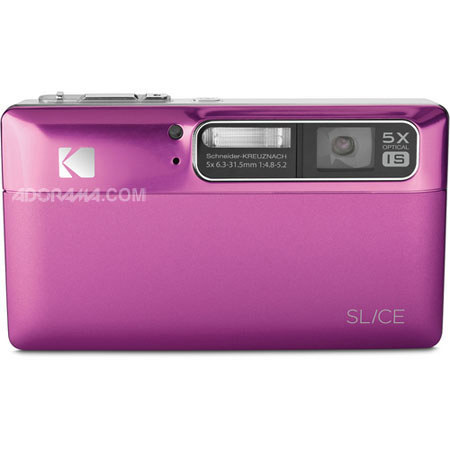 Kodak SLICE Touchscreen 14MP Digital Camera, 5x Optical Zoom, 3.5 inch 16:9 Touchscreen Interface, 2GB Internal Memory, Radish image
