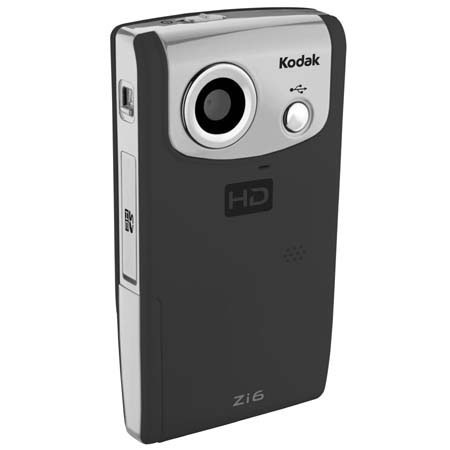 Kodak ZI6 Pocket Digital Video Camera with 128 MB Internal Memory, 2x Digital Zoom, 2.4" LCD, Black image