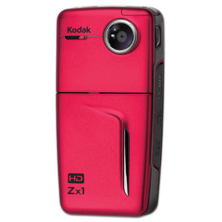 Kodak Zx1, Weather Resistant Pocket Digital Video Camera with 128 MB Internal Memory, 2x Digital Zoom, 2.0" LCD, Red image