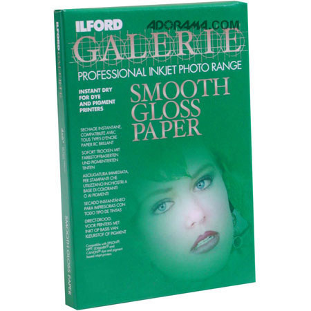 Ilford Galerie Smooth Glossy Resin Coated Inkjet Paper, 13" x 19", 25 Sheets image