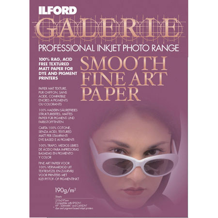 Ilford Galerie Smooth Fine Art Matte Surface Inkjet Paper, 15.7 mil., 8.5" x 11", 10 Sheets image