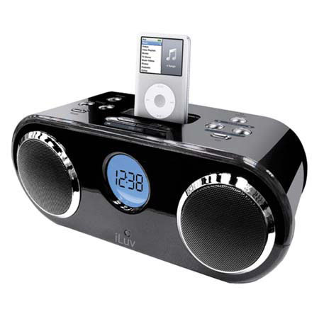 iLuv i166 Stereo Audio iPod Dock and AM/FM Radio, Dual Alarm Clock System, Black image