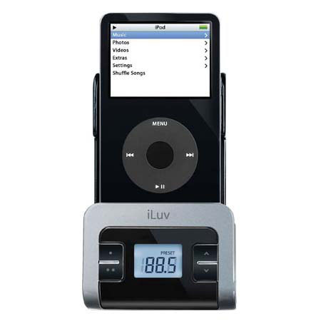 iLuv FM Transmitter with Integrated Car Adapter for the iPod Video (30GB, 60GB, 80GB), nano 1G, nano 2G (only), Color: Black