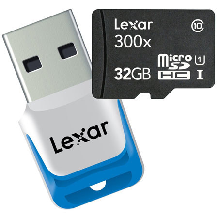Lexar 32GB 300x High Speed microSDHC Card with Ultra-Compact USB 3.0 microSD High-Speed Reader