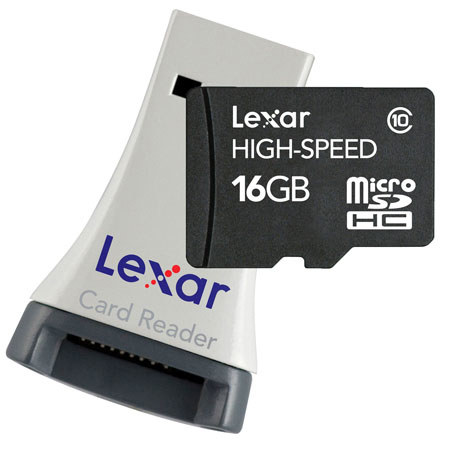 Lexar 16GB High-Speed microSDHC Secure Digital Memory Card with Card Reader
