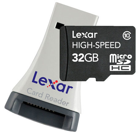 Lexar 32GB High-Speed microSDHC Secure Digital Memory Card with Card Reader