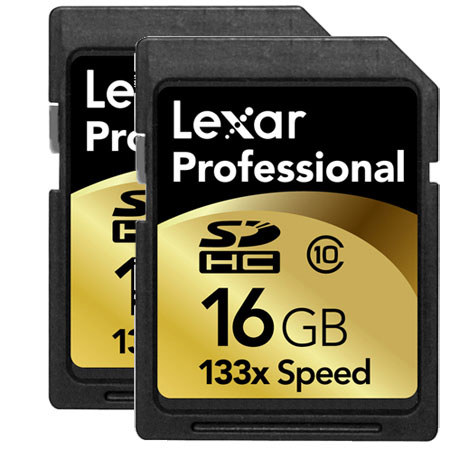Lexar 16GB, 133x High Speed Series, Professional Secure Digital High Capacity (SDHC) Memory Card - Pack of 2 Cards image