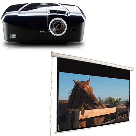 Mitsubishi HC7800D 3D DLP 1080p 1500 Lumens Home Theater Projector, Bundle with 2 Pairs of 3D Glasses, and Mustang Motorized Projection Screen (SC-E120D16:9)