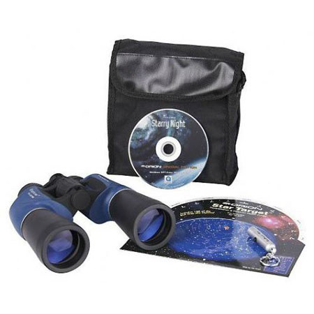 Orion 10x50 Binocular Stargazing Kit, Weather Resistant Porro Prism Binocular with 6.5 Degree Angle of View.