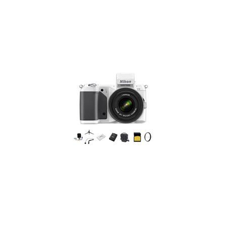 Nikon 1 V2 Mirrorless Digital Camera Body, White, with 1 10-30mm VR Zoom Lens - Bundle - with SanDisk 32GB SDHC Memory Card, LowePro Carrying Case, Spare Battery, Aluminum Table top Tripod, Cleaning Kit, Pro-Optic 40.5mm UV Filter, SD Card Case, Capleash