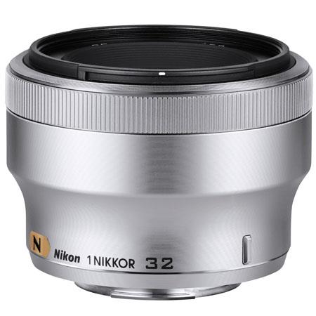 Nikon 1 32mm f/1.2 Lens for 1 Cameras, 28deg. Angle of View, 0.08x Magnification, Silver