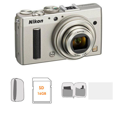 Nikon Coolpix A Digital Camera, 16.2 Megapixel Silver - Bundle With LowePro Camera Pouch, Lexar 16GB PLat. II SD/SDHC Card, Cleaning Kit, Screen Protecrtor