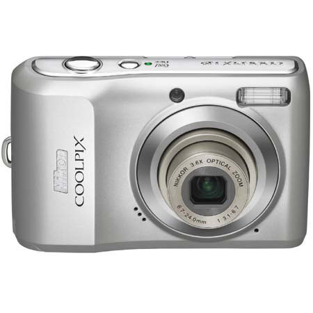 Nikon Coolpix L19 Digital Camera with 8.0 Megapixel, 3.6x Optical Zoom, 4x Digital Zoom, 2.7" LCD Display, Bright Silver image