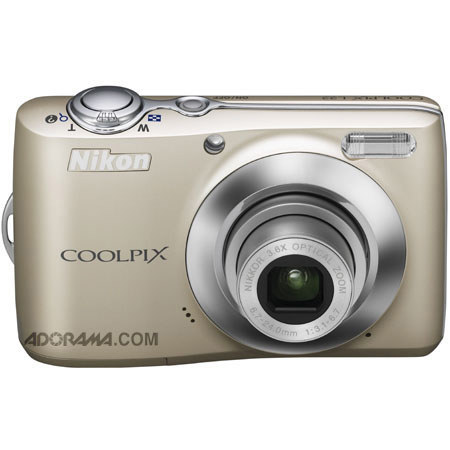 Nikon Coolpix L22 Digital Camera with 12.0 Megapixel, 3.6x Optical Zoom, 4x Digital Zoom, 3" LCD Display, Champagne Silver image